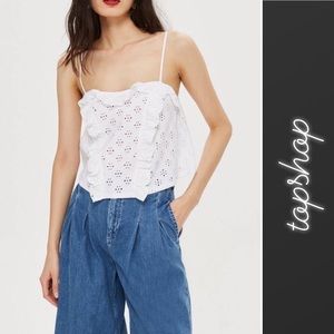 Topshop Broderie Trim Eyelet Camisole Top • 14